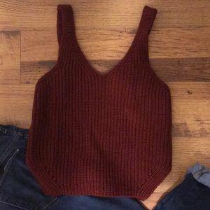 Burgundy V neck sweater tank